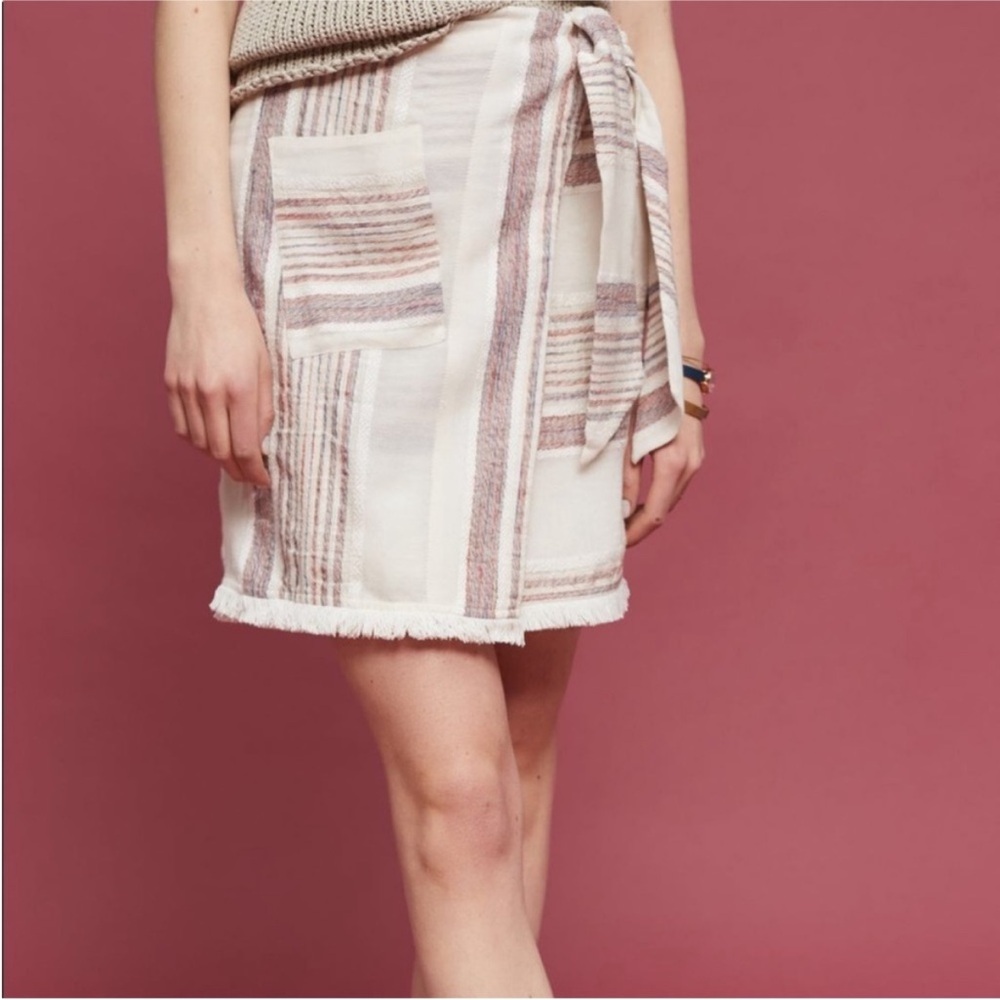 HOLDING HORSES Striped Mini Skirt - Cream and Brown